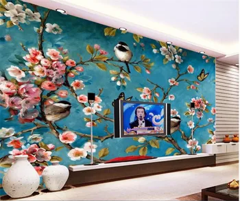 Большие обои wellyu на заказ 3d китайские цветы и птицы фон настенное украшение живопись обои для гостиной спальни