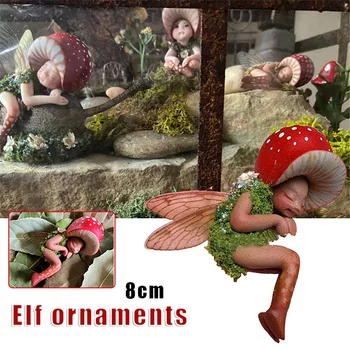 Новая мини-статуэтка феи-спящего гриба, ручная роспись, поделки из смолы, украшение для дома, сада, офиса