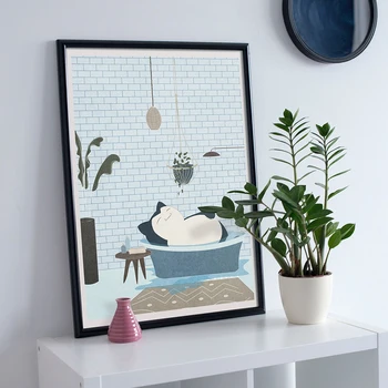 Картина из японского аниме Snorlax на холсте, мультяшный плакат и принт, забавный домашний питомец, ванная комната для декора гостиной