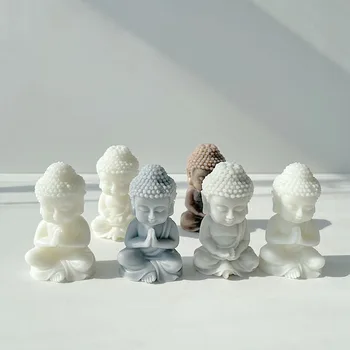 Силиконовая форма для свечи Будды своими руками 3D Будда, гипсовое мыло, цементная смола, форма для изготовления подарков на фестиваль, принадлежности для производства церковных свечей