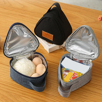 Термосумка для завтрака, маленькие треугольные пакеты для ланча с рисовыми шариками, Милые портативные сумки для Бенто, свежие сумки для женщин и детей