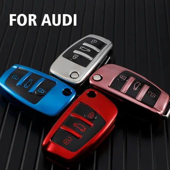 TPU Автомобильный Складной Чехол Для Ключей Auto Shell Remote Для Audi A3 8L 8P A4 B6 B7 B8 A6 C5 C6 4F RS3 Q3 Q7 TT 8L 8V S3 Аксессуары