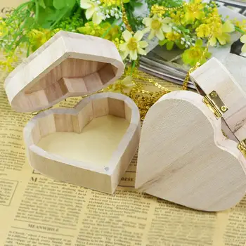 Футляр для колец большой емкости, портативная деревянная шкатулка для ювелирных изделий в форме сердца для стола