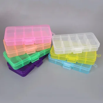 Регулируемый пластиковый ящик для хранения с 10 отделениями, регулируемая прямоугольная шкатулка для сережек, контейнер для предметов домашнего обихода