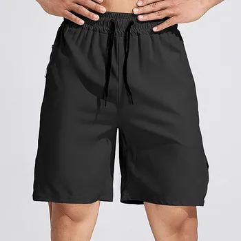 Мужские летние шорты для фитнеса, спорта и отдыха, однотонные черные однослойные шорты для быстрой ходьбы, пляжные шорты для мужчин