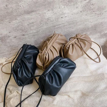2020 Новый женский клатч для вечерних вечеринок, сумки для женщин, большая сумка-подушка с рюшами, кожаная Корейская сумка