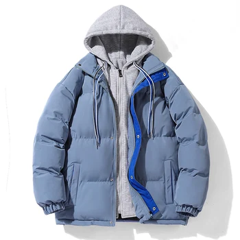 Брендовые Зимние парки Мужская теплая Толстая Ветрозащитная куртка Мужское качественное пальто с капюшоном Мужская модная верхняя одежда в корейском стиле