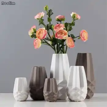 Простая современная настольная ваза для цветов Креативная свадебная ваза для сухих цветов в скандинавском стиле Керамические поделки Украшения для домашнего офиса