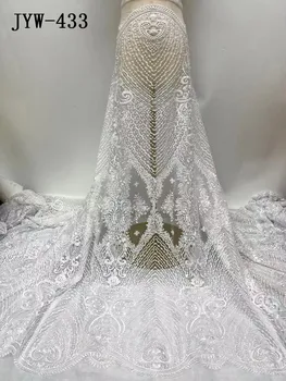 Великолепное платье с блестками, кружевная ткань с вышитым рисунком, Свадебная кружевная ткань, кружевная ткань для вечернего платья JYW-433
