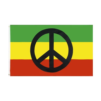 Зеленый Желтый Красный и Черный Флаг Мира Раста для Домашнего Внутреннего Наружного Декора Яркие Цветные Флаги с Двойной Прошивкой и Латунными Люверсами