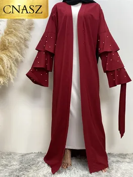 Новый дизайн 2020 Скромное модное простое кимоно с черным жемчугом, мусульманская исламская одежда, Новая модель Abaya В Дубае