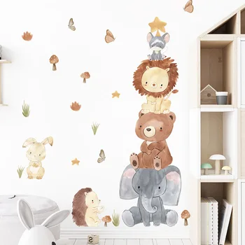 Сделай САМ Мультфильм в стиле Бохо, Африканское животное, Жираф, Слон, Акварельная наклейка на стену, Виниловые наклейки для детской комнаты, домашний декор