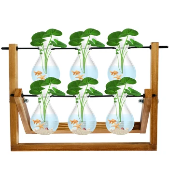 Двухслойная станция для размножения растений с деревянной подставкой Декоративные Стеклянные Террариумы Кашпо Винтажное Стеклянное кашпо для размножения