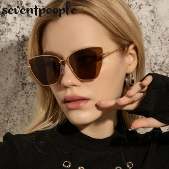 Винтажные Негабаритные солнцезащитные очки Cat Eye Для женщин 2021, модный бренд класса люкс, солнцезащитные очки Cateye для дам, Ретро Солнцезащитные очки в большой оправе