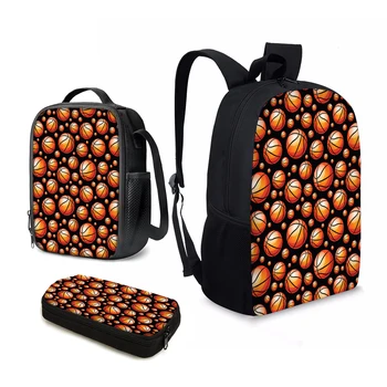 YIKELUO Модная студенческая школьная сумка с баскетбольным принтом, Спортивное хобби / любовь, рюкзак с мультяшным принтом, пенал на молнии