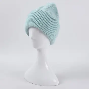 Стильная шапка из шерстяной пряжи, эластичный головной убор, зимняя шапка, зимняя уличная складная шапочка-бини.