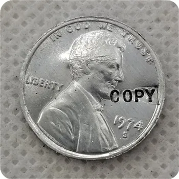 США 1974-S, D Алюминиевая копия Lincoln Wheat Cent Penny