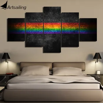 ArtSailing Картина из 5 частей ЛГБТ Любовь Настенное искусство Печать на холсте Украшение комнаты для гостиной HD Печать плакатов