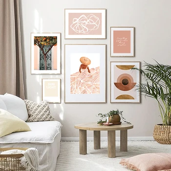 Абстрактные линии апельсинового дерева, плакат и принты, Настенная живопись, принты, картина, домашний декор для гостиной, холст без рамы
