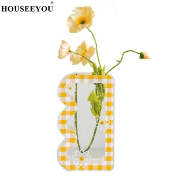 Плед, Маргаритка, Солнце, прекрасный Сушеный цветок, Акриловая декоративная ваза в стиле Ins, Красивый Цветочный домашний дисплей