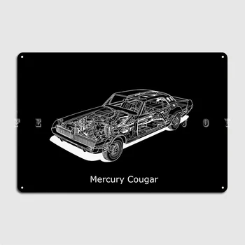 Металлическая вывеска Mercury Cougar 1968, кинотеатр, кухня, клуб, бар, классические тарелки, жестяные вывески, плакаты