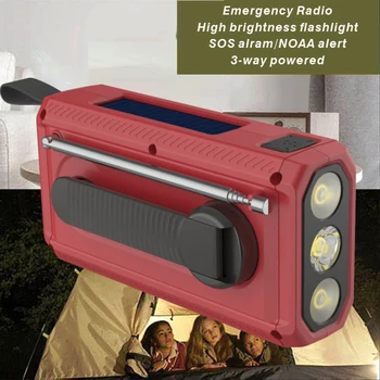Светодиодный фонарик 3 в 1 AM / FM с аварийным ручным радиоприемником для аварийного портативного блока питания емкостью 4500 мАч при аварийном альпинизме