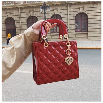 Модная Новая Высококачественная Женская Дизайнерская сумка из лакированной кожи с цепочкой Lingge На плечо, Роскошная Брендовая сумка-тоут