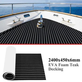 Самоклеящийся тиковый настил из пены EVA, морской настил для яхты, синтетический коврик для пола лодки 2400x450x6 мм
