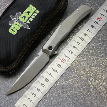 Складной нож Green Thorn Mini Persian Flipper с лезвием D2 и титановой ручкой для выживания на открытом воздухе, кемпинга, охоты, карманных инструментов для фруктов EDC