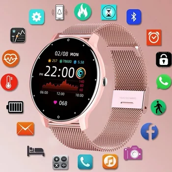 2023 Новые женские модные смарт-часы, женские спортивные фитнес-часы с полным сенсорным экраном IP67, водонепроницаемые Bluetooth для Android iOS