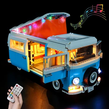 Комплект светодиодных светильников Строительные блоки Volkswagen T2 Camper Van (радиоуправляемая звуковая версия) для LEGO Creator 10279 (в комплект входит только светильник)