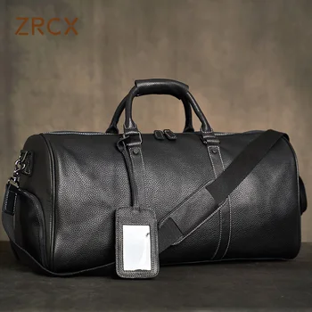 Мужская сумка для ручной клади из натуральной кожи ZRCX, дорожная сумка большой емкости на одно плечо для 15-дюймового ноутбука