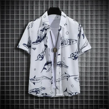 【14 цветов】 Мужская рубашка с принтом в тропическом стиле, повседневные топы унисекс