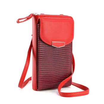 Женская сумка через плечо, многофункциональная маленькая сумка из искусственной кожи с вертикальным змеиным рисунком, женская сумочка Zero, длинная сумка для мобильного телефона через плечо.