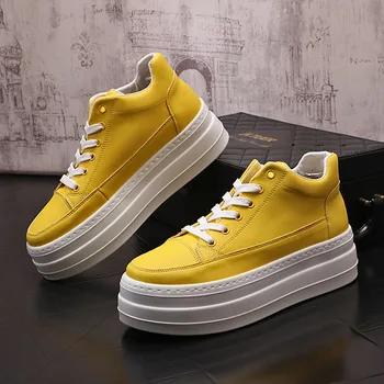 Роскошная дизайнерская мужская повседневная обувь с белой и желтой подошвой 2023 года Универсальные лоферы Спортивные кроссовки для ходьбы Zapatos Hombre