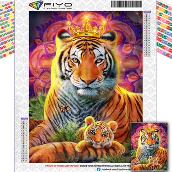 5D Алмазная картина Животное Тигр Полная Алмазная вышивка Мультяшные Тигры DIY Мозаичные картины Вышивка крестиком Домашний декор Куадрос