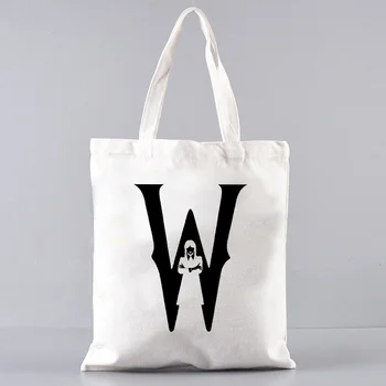 Эко-сумки Nevermore Academy Wednesday Addams, большая холщовая сумка, многоразовая хозяйственная сумка для женщин, хозяйственная сумка, женская Эко-сумка