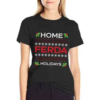 Домашняя футболка FERDA Holidays, винтажная одежда, футболки с коротким рукавом для женщин, свободный крой
