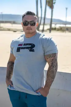 Новая мужская футболка для летнего отдыха с коротким рукавом muscle fitness brother sports, свободного кроя, большого размера, для бега, для фитнеса.