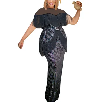 Вечерние платья 3XL 4XL Плюс Размер Дубай Африканские женщины Роскошный Длинный халат с блестками и кисточками Свадебное платье для вечеринки 2023 Одежда Дашики