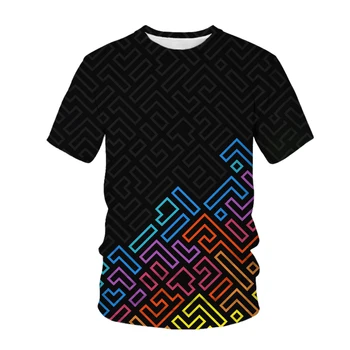 Крутая мужская футболка с 3D-принтом Maze Graphic, футболка с принтом на теле, клетчатые топы, забавная летняя мужская футболка с коротким рукавом, полная комплектация