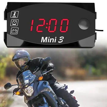 12 В Мотоциклетные электронные часы Водонепроницаемые 3 в 1 Термометр для мотобайка вольтметр Цифровой дисплей Цифровой измеритель напряжения