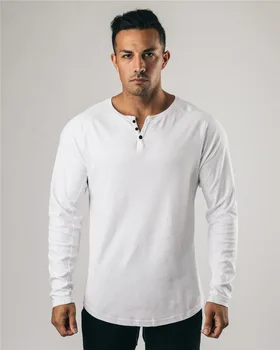 Мужская спортивная футболка для фитнеса Muscle, осенний тренд, тонкая длинная дышащая рубашка для бодибилдинга с длинным рукавом, винтажная футболка