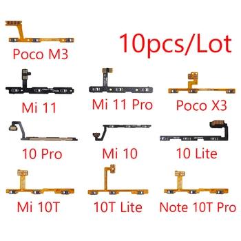 10шт Боковая Кнопка Включения Выключения Громкости Гибкий Кабель Для Xiaomi Mi 11 10 10T Lite 10 Pro Mi Note 10 Pro Poco F1 X3 M3