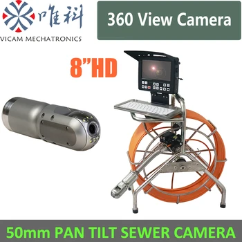 вращающаяся на 360 градусов водонепроницаемая 7-миллиметровая кабельная канализационная сливная труба камера наблюдения за дымоходом с измерительным счетчиком V8-3388PT