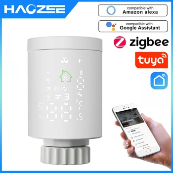 Tuya Smart ZigBee Привод радиатора, Программируемый термостат, Термостатический клапан радиатора, регулятор температуры Поддержка Alexa