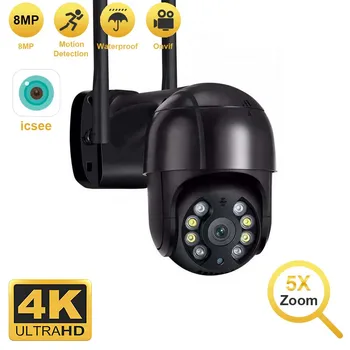 4K 8MP Wifi IP-камера 5MP H.265 Беспроводная Наружная PTZ-Камера AI Tracking 3MP HD Камера Безопасности 1080P CCTV Surveillance P2P iCSee