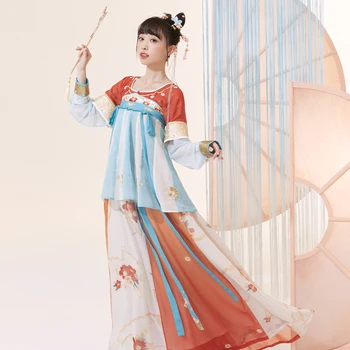 Новые костюмы династии Тан с круглым воротником, китайская традиционная одежда Ancinet Hanfu, сценическая одежда для восточных классических танцев DQL5953