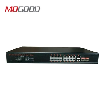 Коммутатор MoGood с 16 портами PoE 100M, 2 портами восходящей линии связи 1000M, для IP-poe-камеры видеонаблюдения с дальностью передачи 250 метров