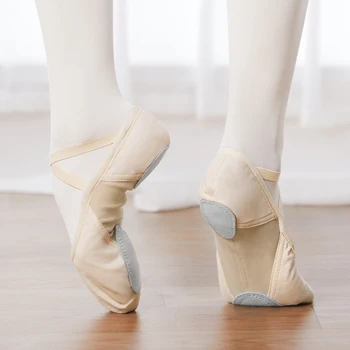 Женские балетные танцевальные туфли с разрезной мягкой подошвой, Балетные тапочки для детей и девочек, Профессиональные эластичные балетные туфли, танцевальные тапочки для балерин